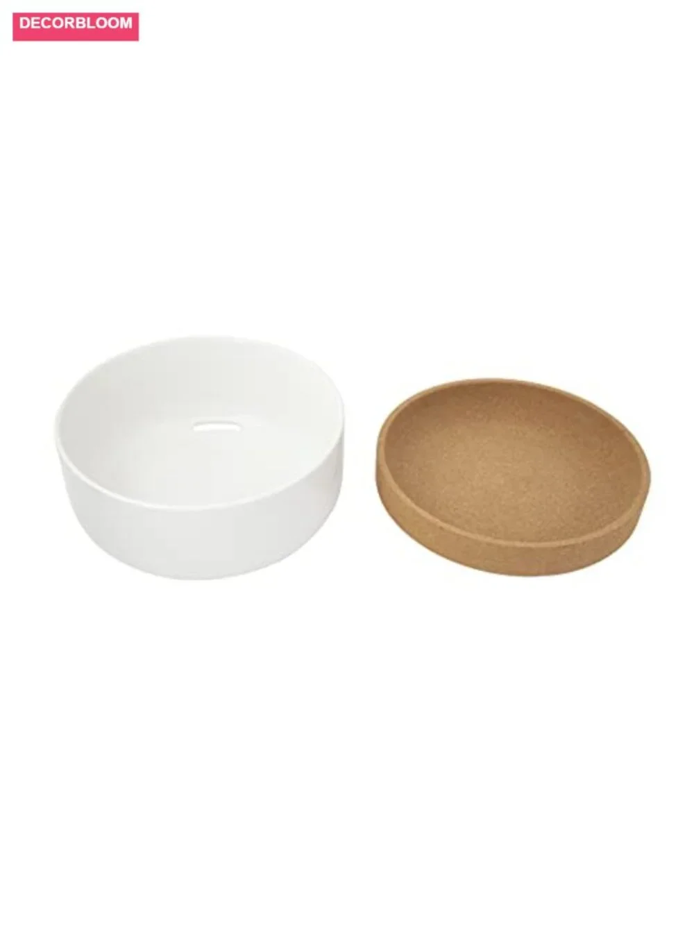 Large 2-Compartment Produce Bowl with Cork Lid Extends Freshness